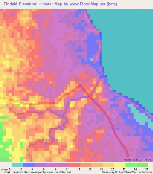 Tindaki,Indonesia Elevation Map