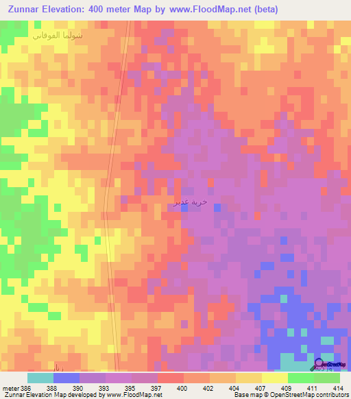 Zunnar,Syria Elevation Map
