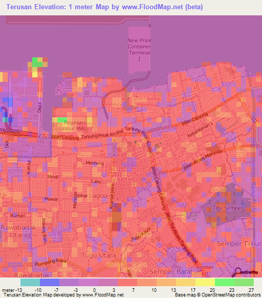 Terusan,Indonesia Elevation Map
