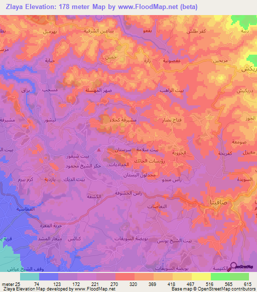 Zlaya,Syria Elevation Map
