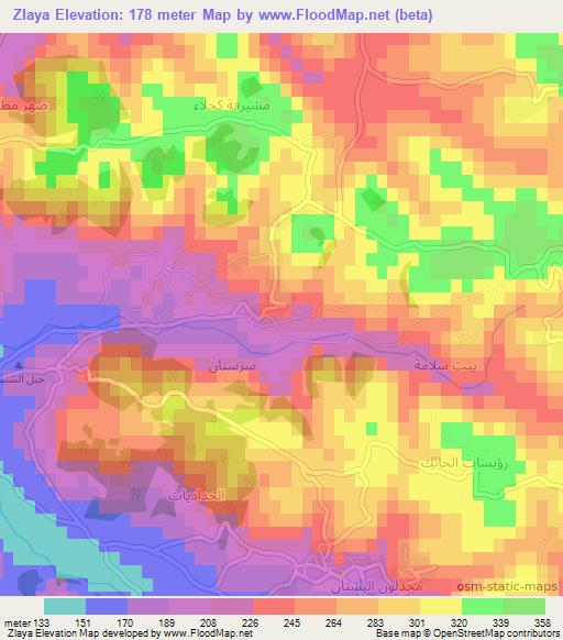 Zlaya,Syria Elevation Map