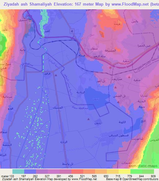 Ziyadah ash Shamaliyah,Syria Elevation Map