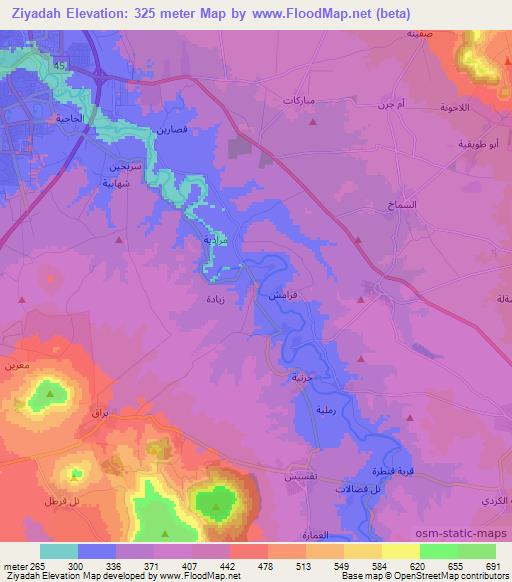 Ziyadah,Syria Elevation Map