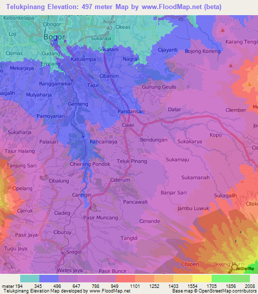 Telukpinang,Indonesia Elevation Map