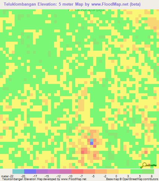 Teluklombangan,Indonesia Elevation Map