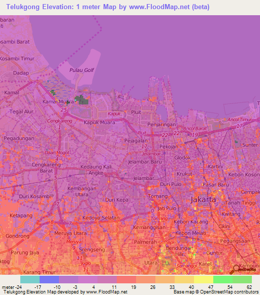 Telukgong,Indonesia Elevation Map