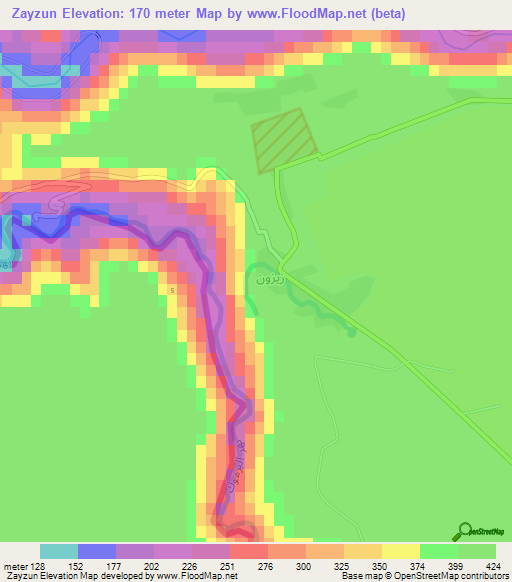 Zayzun,Syria Elevation Map