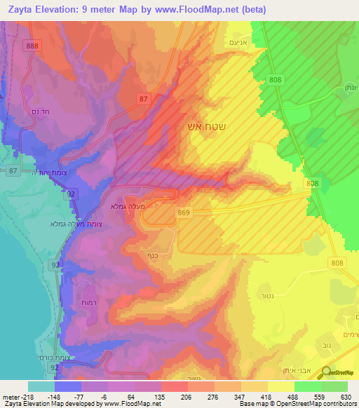 Zayta,Syria Elevation Map