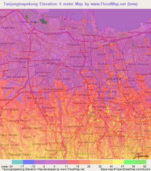Tanjungtoapekong,Indonesia Elevation Map