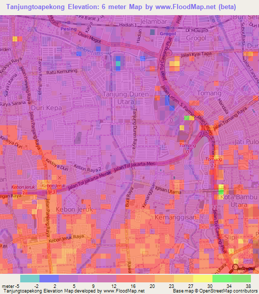 Tanjungtoapekong,Indonesia Elevation Map