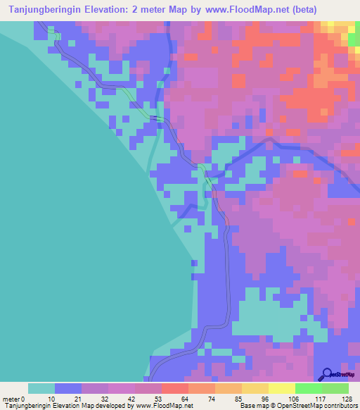 Tanjungberingin,Indonesia Elevation Map