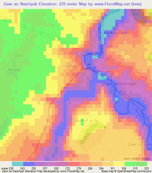 Zawr an Nasiriyah,Syria Elevation Map