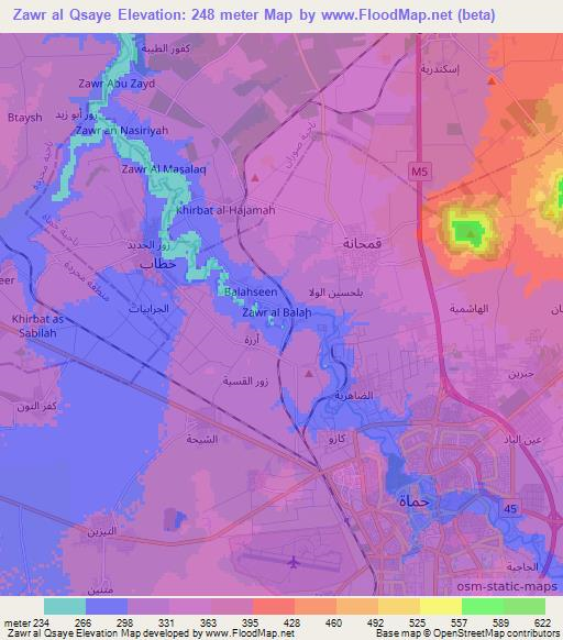 Zawr al Qsaye,Syria Elevation Map