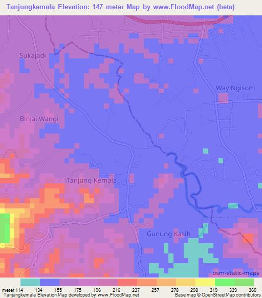 Tanjungkemala,Indonesia Elevation Map