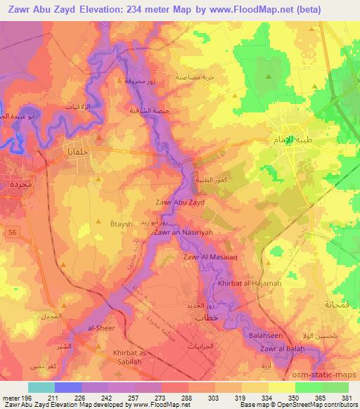 Zawr Abu Zayd,Syria Elevation Map