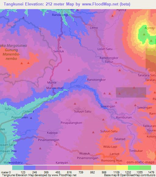Tangkunei,Indonesia Elevation Map