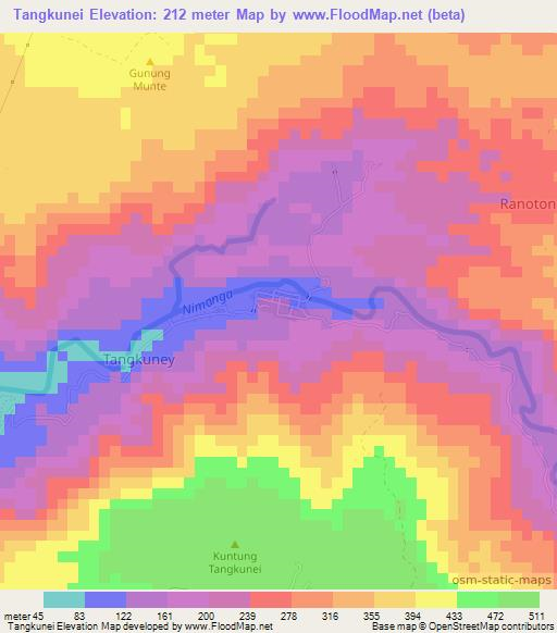 Tangkunei,Indonesia Elevation Map