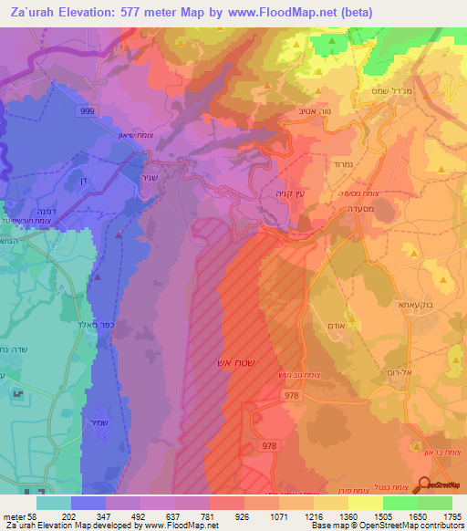 Za`urah,Syria Elevation Map