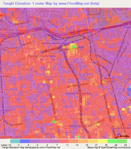 Tangki,Indonesia Elevation Map