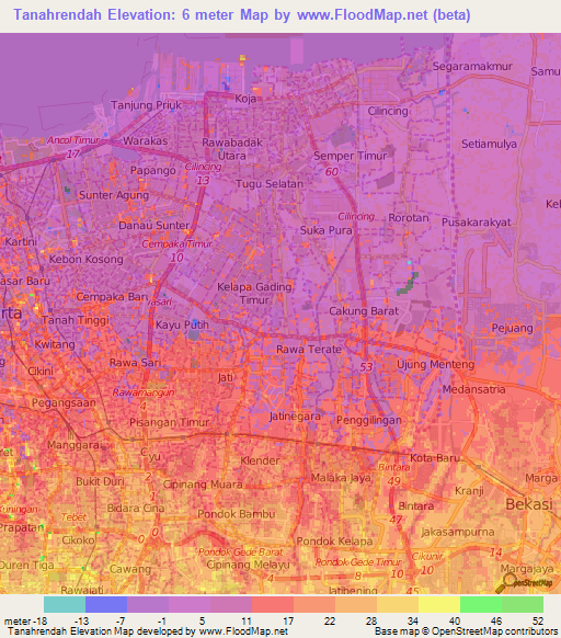 Tanahrendah,Indonesia Elevation Map