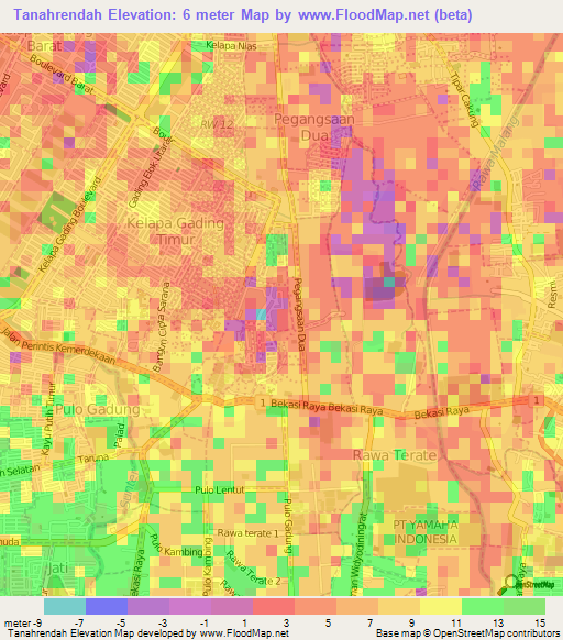 Tanahrendah,Indonesia Elevation Map