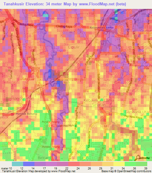 Tanahkusir,Indonesia Elevation Map