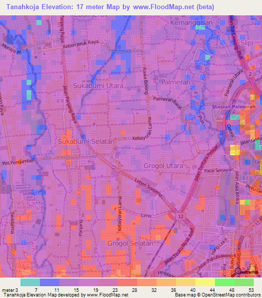 Tanahkoja,Indonesia Elevation Map