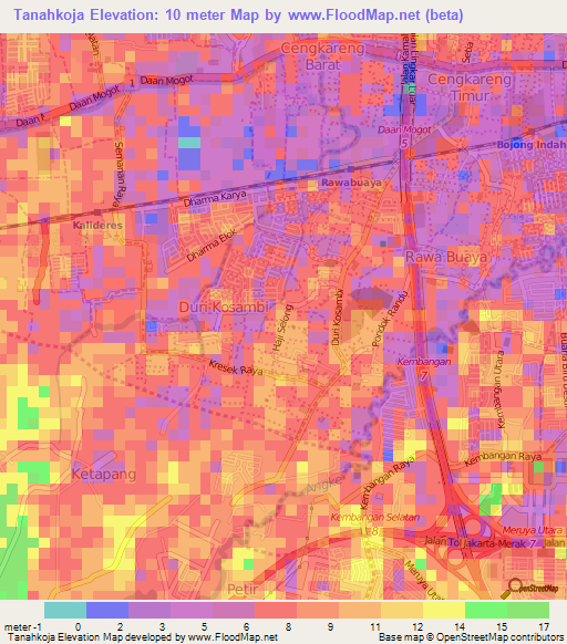 Tanahkoja,Indonesia Elevation Map