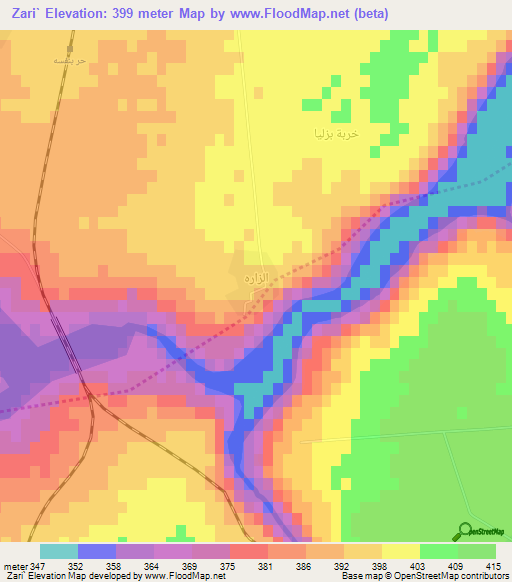 Zari`,Syria Elevation Map