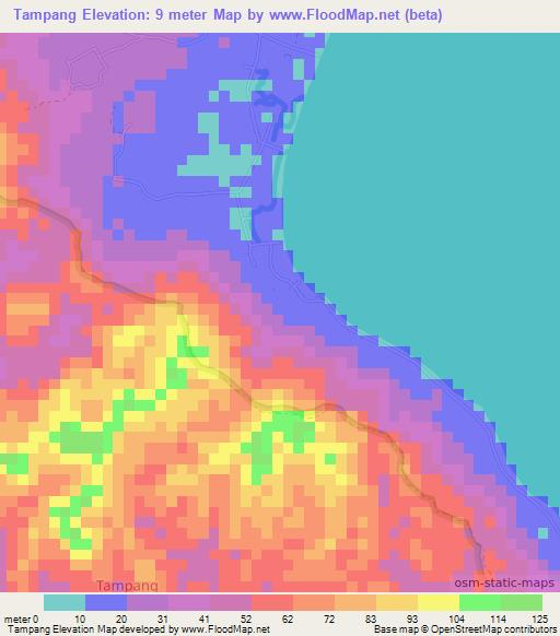 Tampang,Indonesia Elevation Map