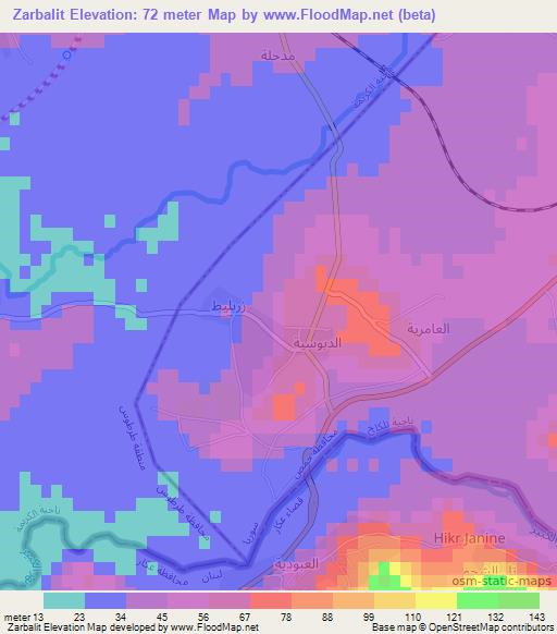 Zarbalit,Syria Elevation Map