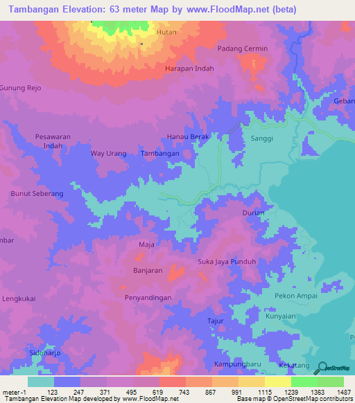 Tambangan,Indonesia Elevation Map