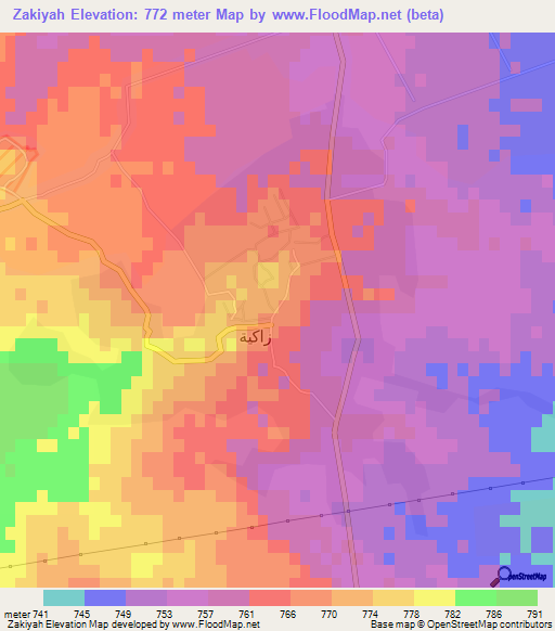 Zakiyah,Syria Elevation Map
