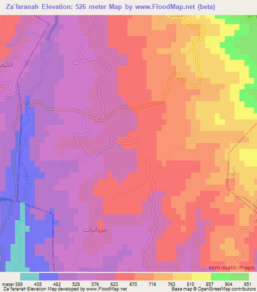 Za`faranah,Syria Elevation Map