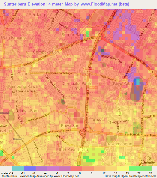 Sunter-baru,Indonesia Elevation Map