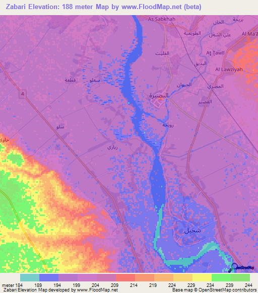 Zabari,Syria Elevation Map