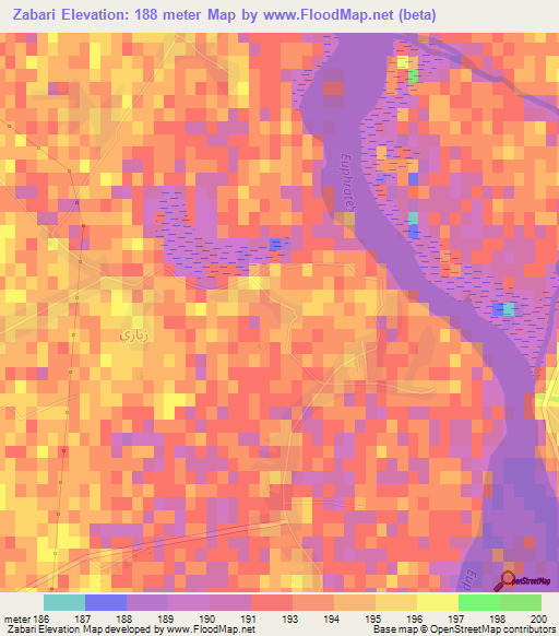 Zabari,Syria Elevation Map