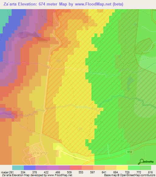 Za`arta,Syria Elevation Map