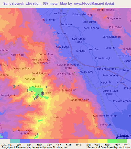 Sungaipenuh,Indonesia Elevation Map