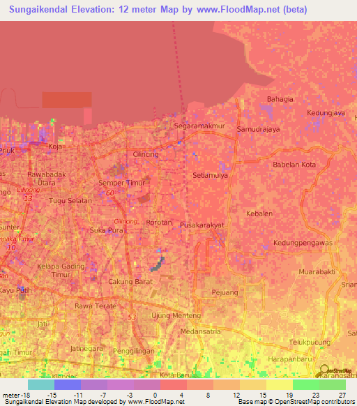 Sungaikendal,Indonesia Elevation Map