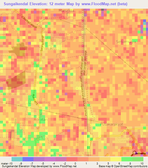 Sungaikendal,Indonesia Elevation Map
