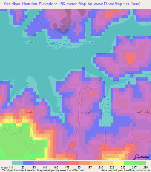 Yazidiyat Hamdan,Syria Elevation Map