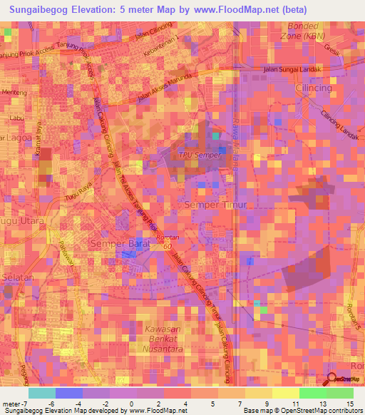 Sungaibegog,Indonesia Elevation Map