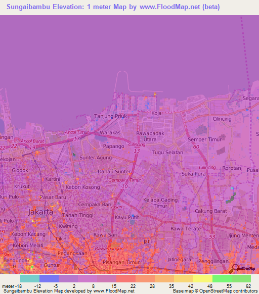 Sungaibambu,Indonesia Elevation Map