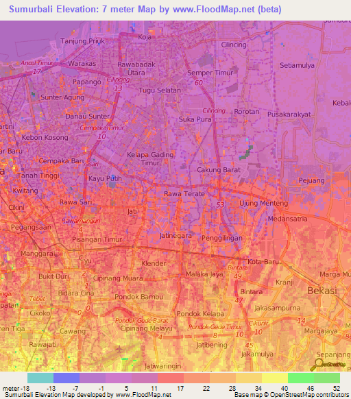 Sumurbali,Indonesia Elevation Map
