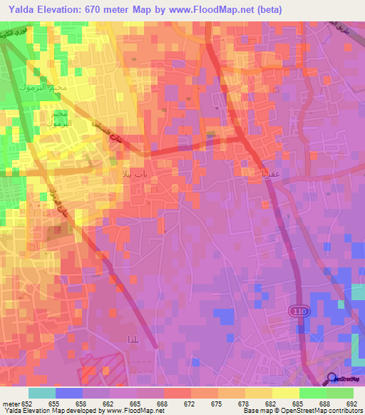 Yalda,Syria Elevation Map