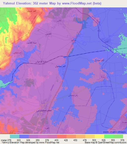 Yahmul,Syria Elevation Map