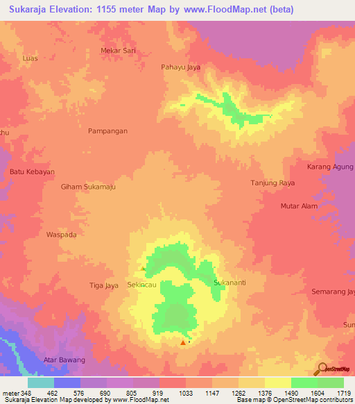 Sukaraja,Indonesia Elevation Map