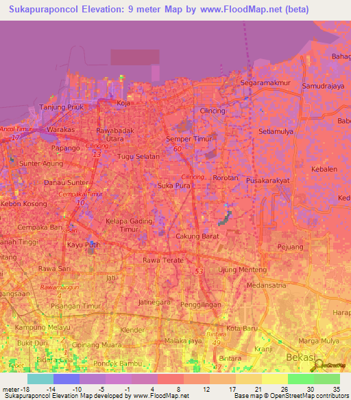 Sukapuraponcol,Indonesia Elevation Map