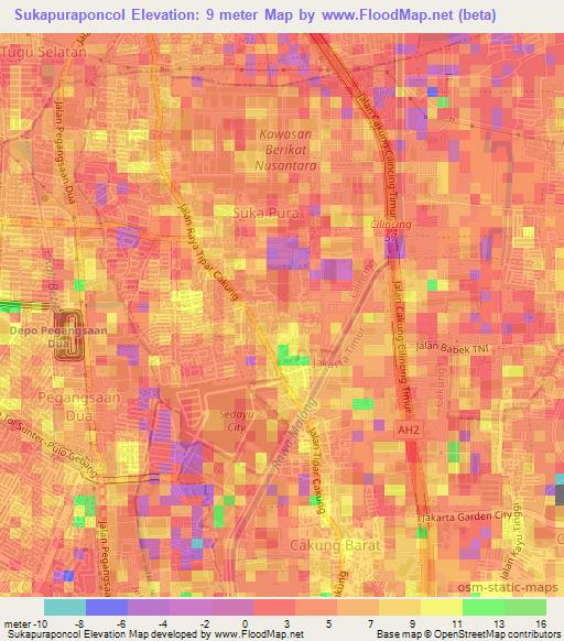 Sukapuraponcol,Indonesia Elevation Map